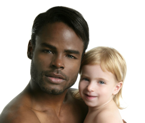 Multi ethnic family african father caucasian daughter